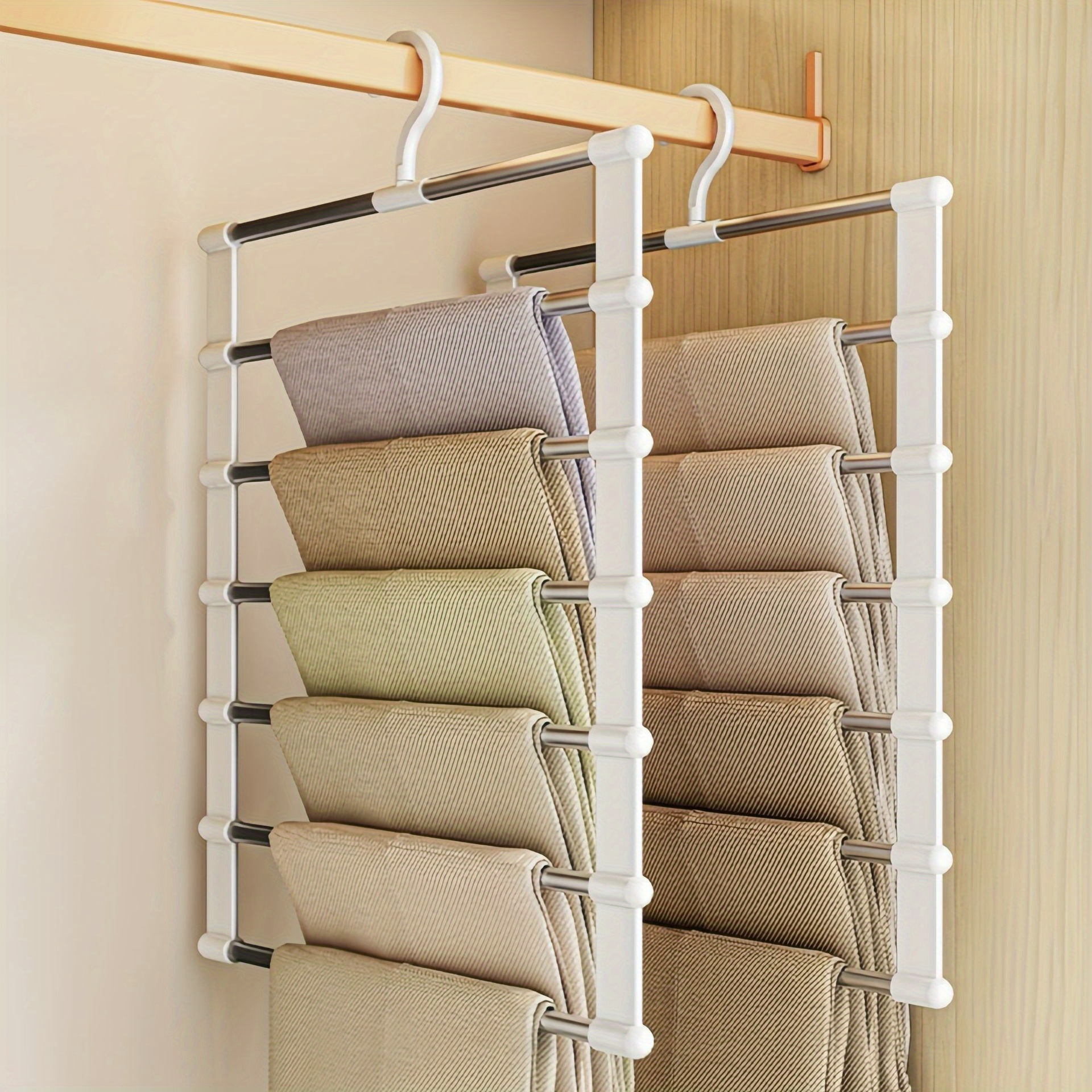 Space-Saving Foldable Stainless Steel Pants Hangers for Jeans Trousers Leggings Closet Organizer