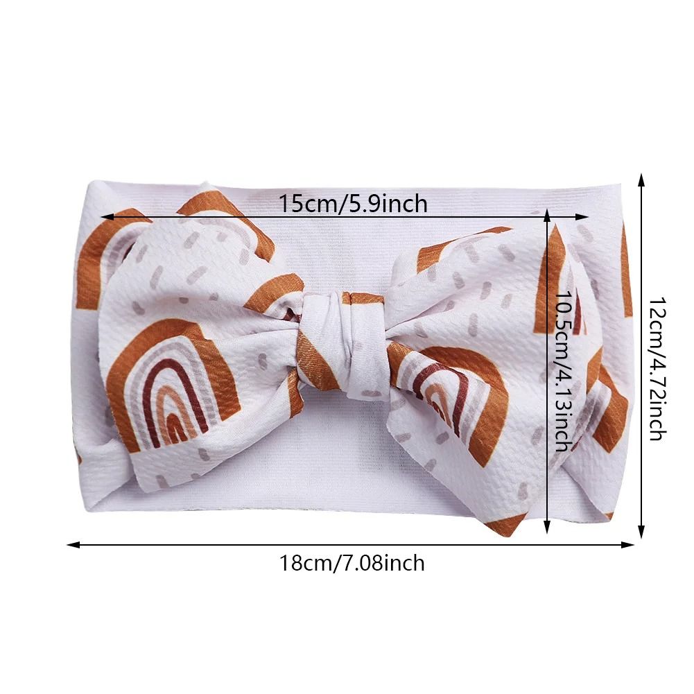 2Pcs/Set Rainbow & Floral Print Bullet Fabric Baby Headbands – One Size Fits All
