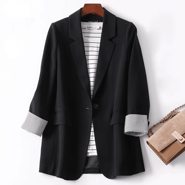 Elegant Plaid Women Blazer Long Sleeve Casual Office Jacket