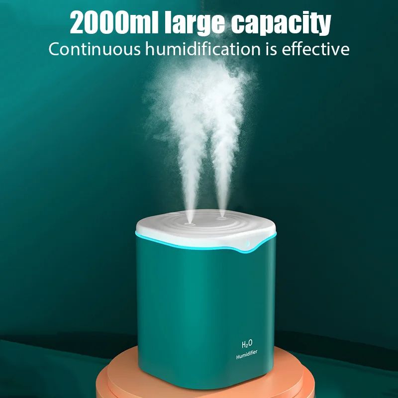 USB Air Humidifier with Double Spray Port, Ultrasonic Cool Mist Essential Oil Aromatherapy Diffuser for Home & Office