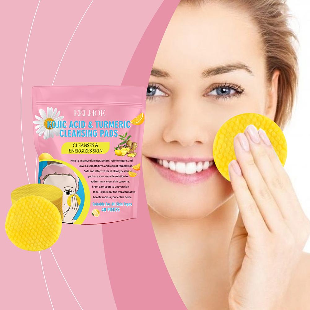 Turmeric Kojic Acid Exfoliating Cleansing Pads for Daily Facial Care Skin Brightening