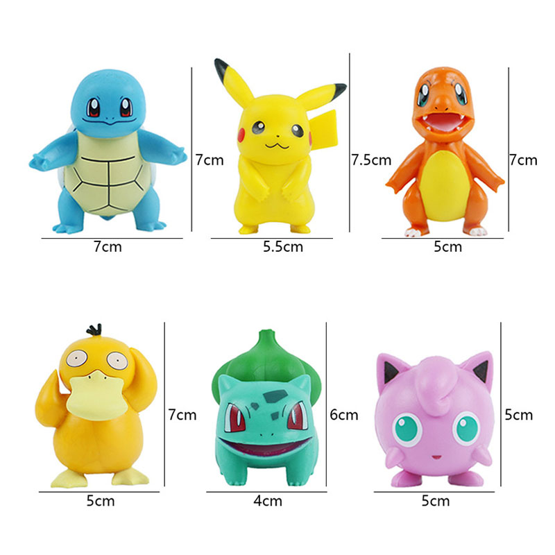 Pokemon Pikachu Anime Figures, Action Model Toys for Kids & Collectors, Bulbasaur, Squirtle, Psyduck, Jigglypuff