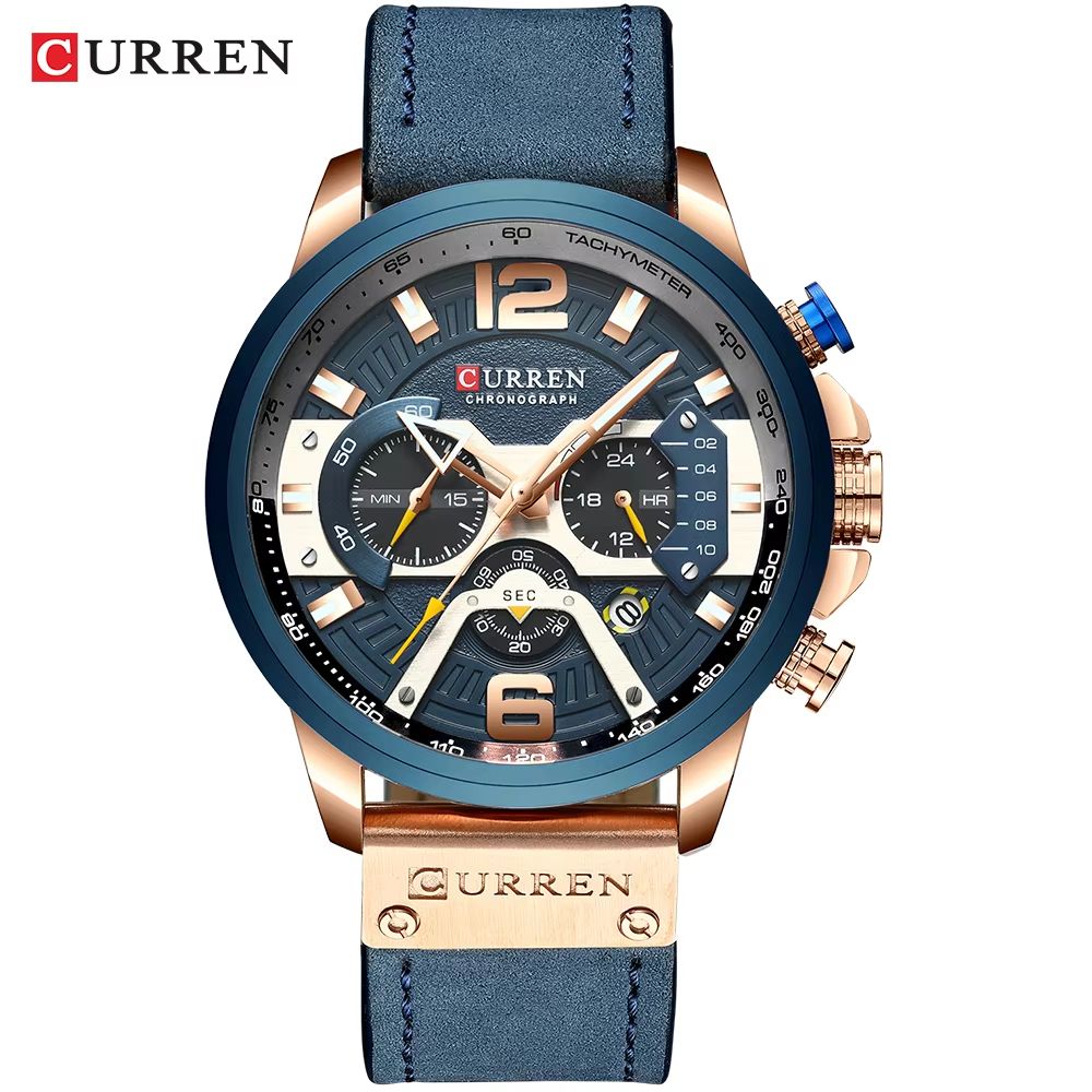Curren 8329 Men's Luxury Military Sport Watch – Leather Strap Quartz Wristwatch for Everyday & Formal Wear