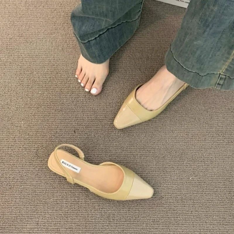 LuxeLine Pointed Toe Low Heel Summer Sandals