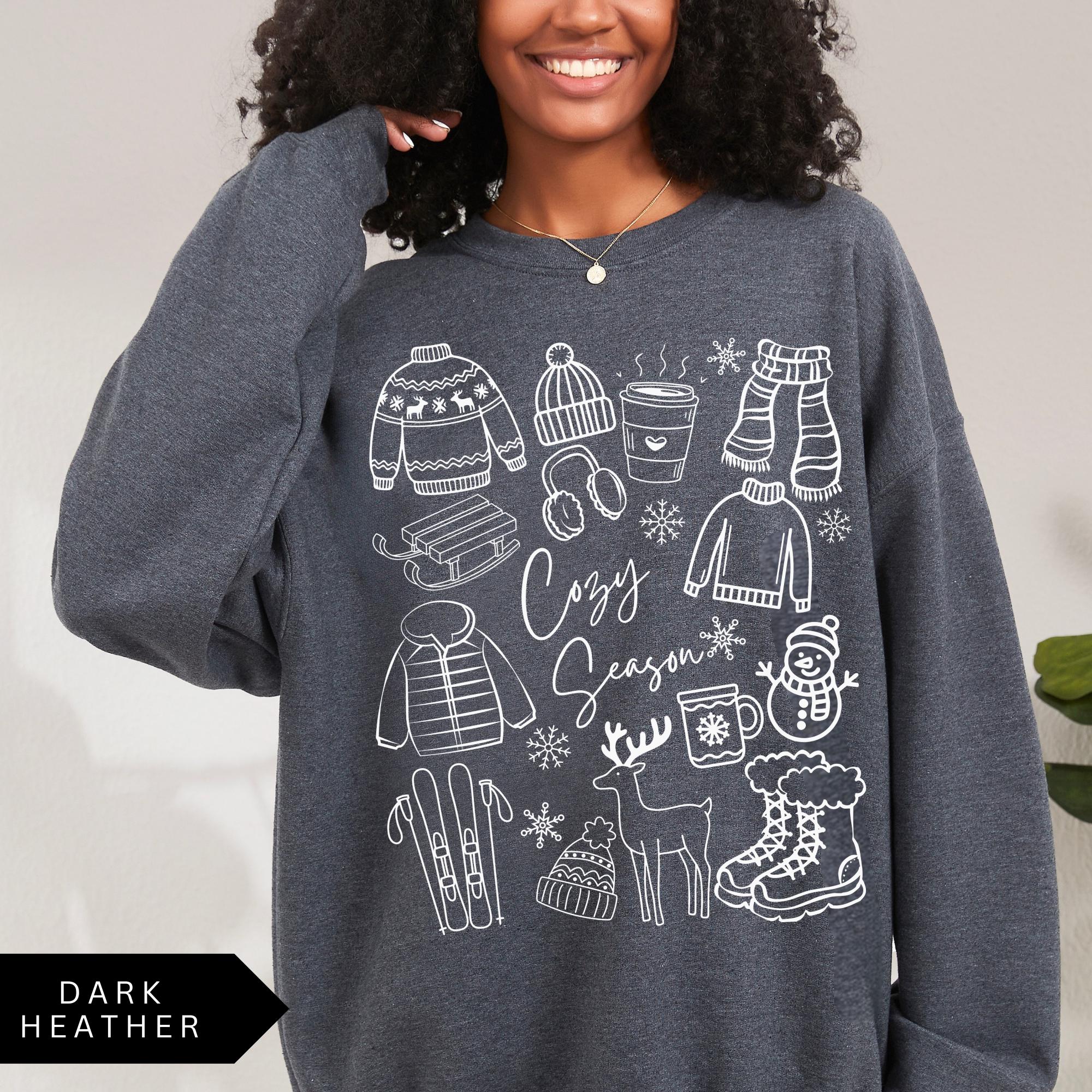 Cozy Season T shirt Winter Aesthetic Graphic Crewneck Cute Holiday Outfit Sweatshirt