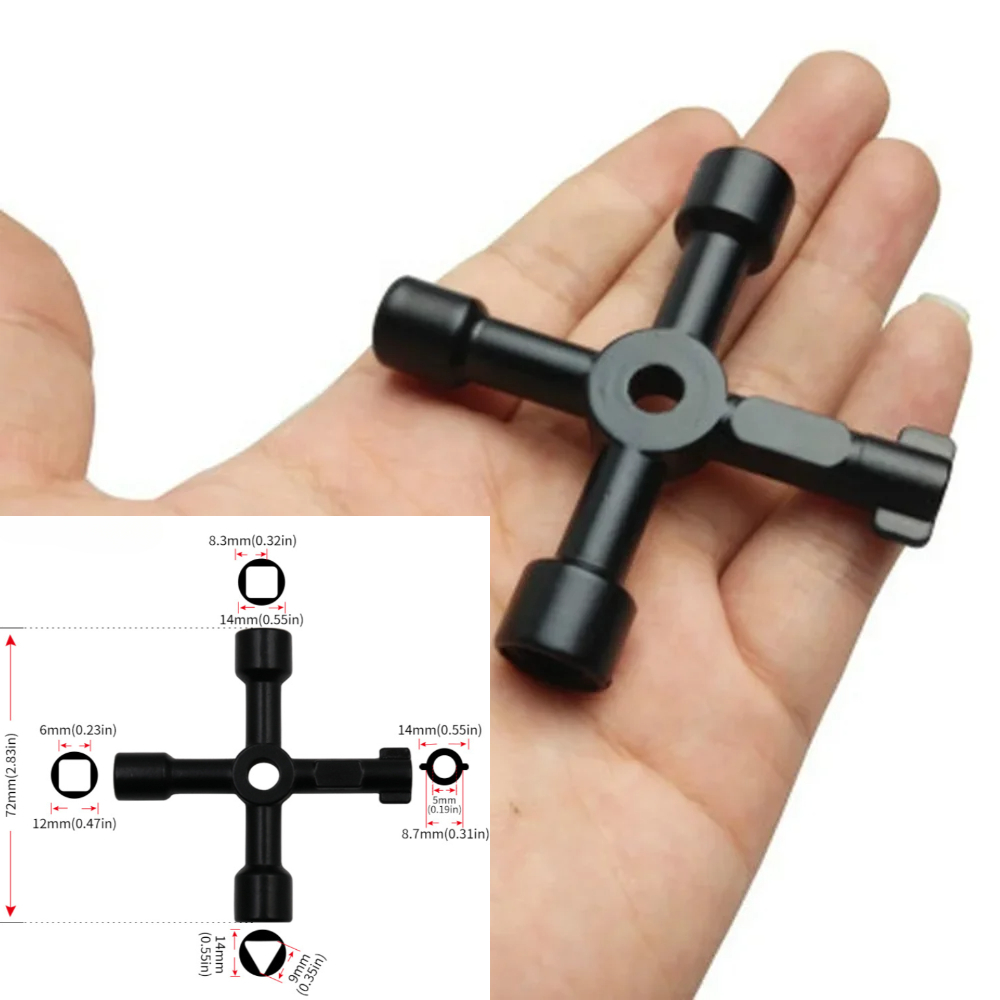 Multifunctional Electrician Plumber Wrench Key for Gas Radiator and Bleed Valves Square & Triangle Universal Tool