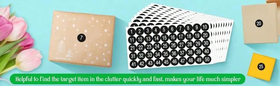 Waterproof Consecutive Number Stickers 1 to 50