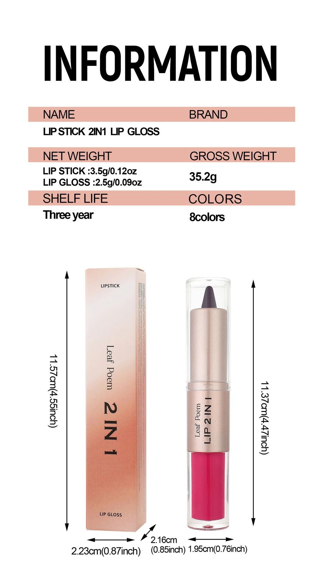 Black Brown Double-Head Lip Liner and Gloss Set