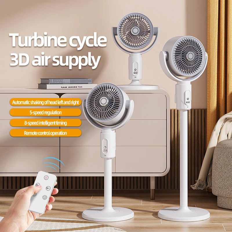 Rechargeable Air Circulation Fan Oscillating Stand Fan – Adjustable Height Household Fan with Remote & 5 Gears