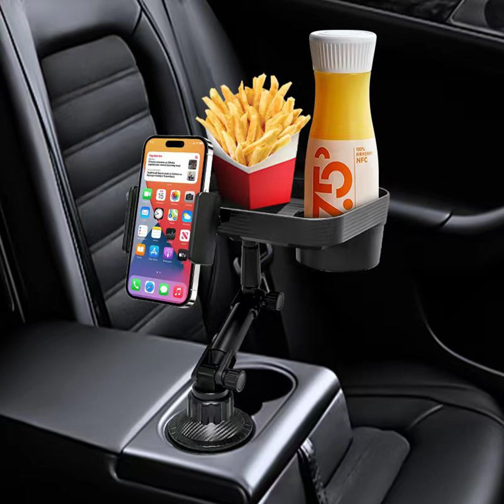 Adjustable Car Cup Holder, Phone Stand Mount, Food Organized Tray, 360 Degree Rotation, Drink Accessories for iPhone