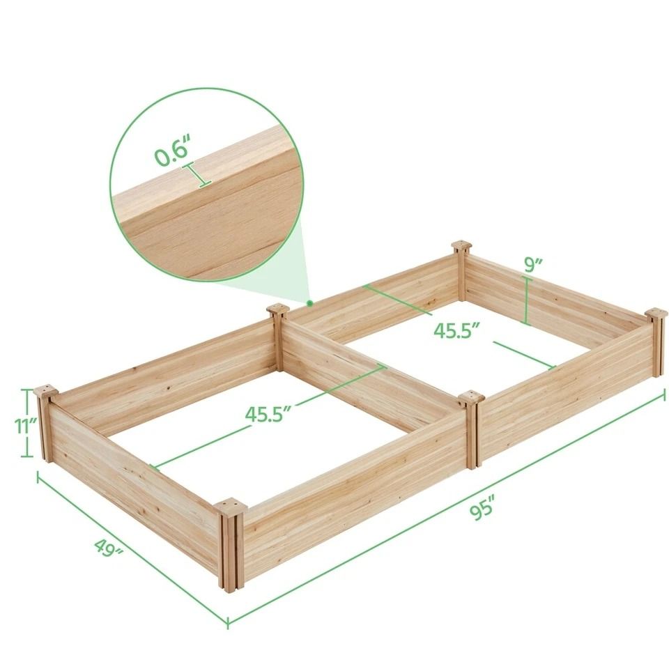 Raised Garden Bed Kit, Wooden Planter Box for Outdoor Use, Grow Vegetables, Flowers, Herbs – Non-Toxic Fir Wood