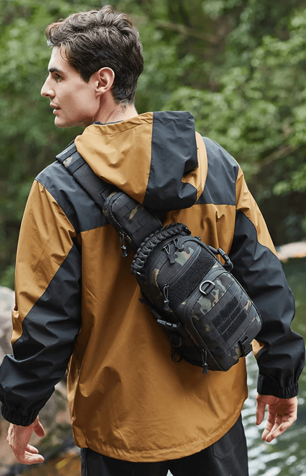 TrekGuard Tactical Chest Sling MOLLE Fanny Pack and Outdoor Shoulder Backpack