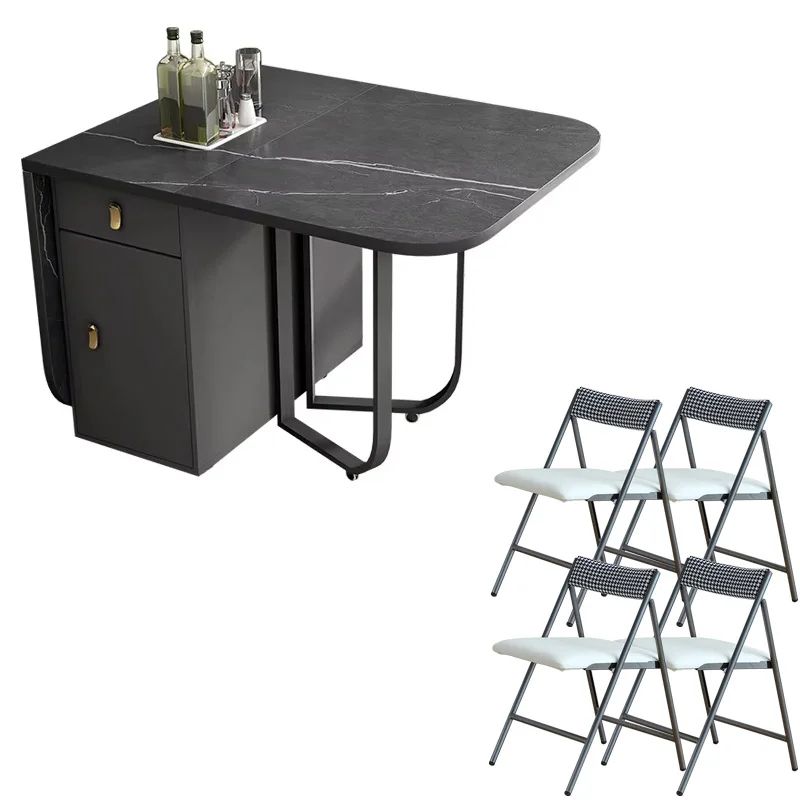 Folding Rectangle Dining Table with Chairs Set