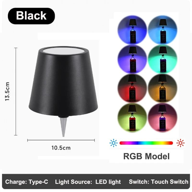 Wireless LED Wine Bottle Lamp Touch Control Rechargeable Table Light