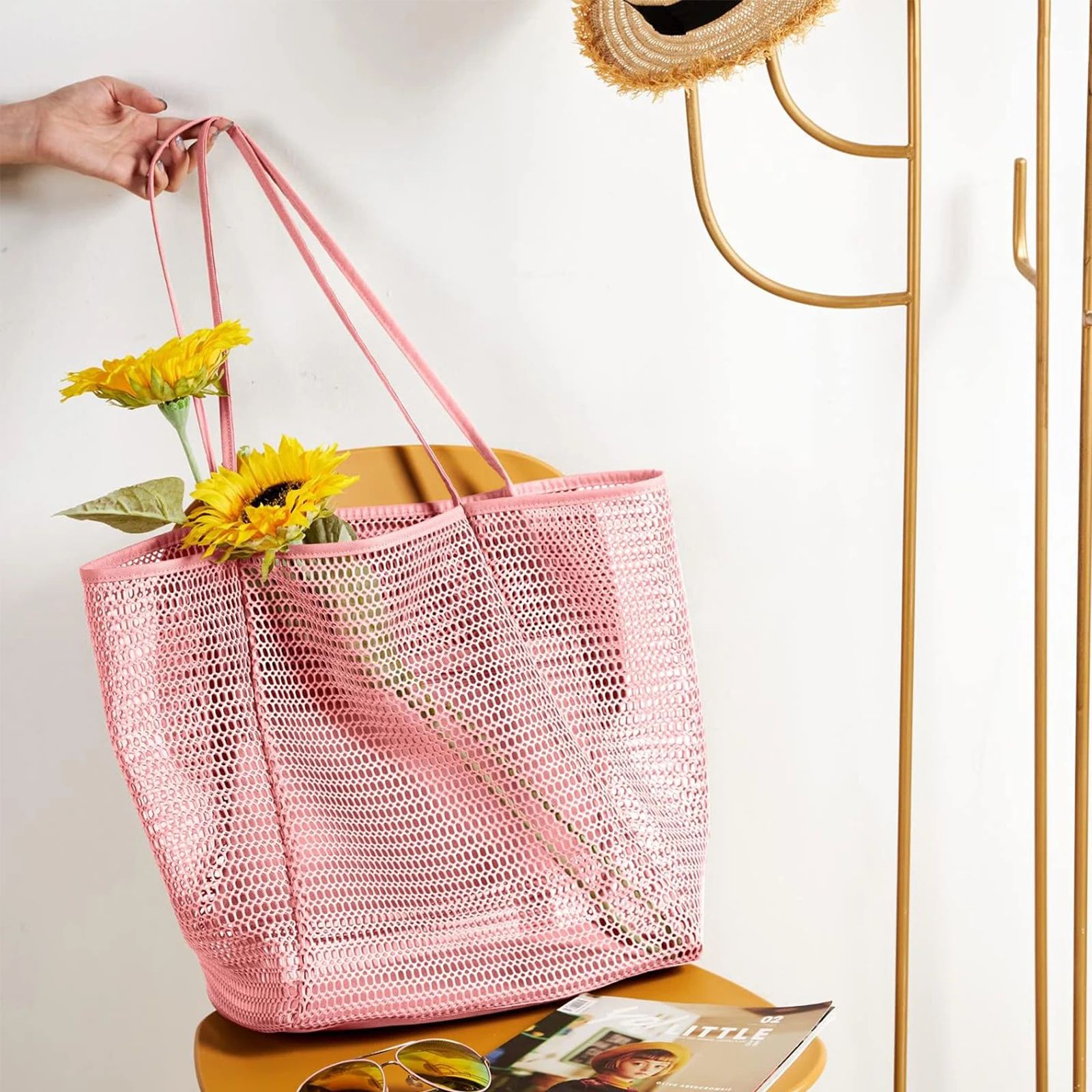 Large Mesh Beach Tote Shoulder Bag