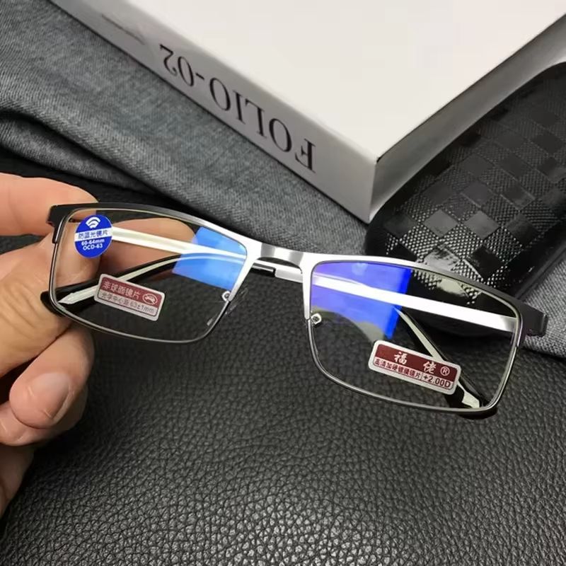 OptiGuard Metal Anti-Blue Light Reading Glasses – Business Eyewear for Men with Diopters +1.0 to +4.0
