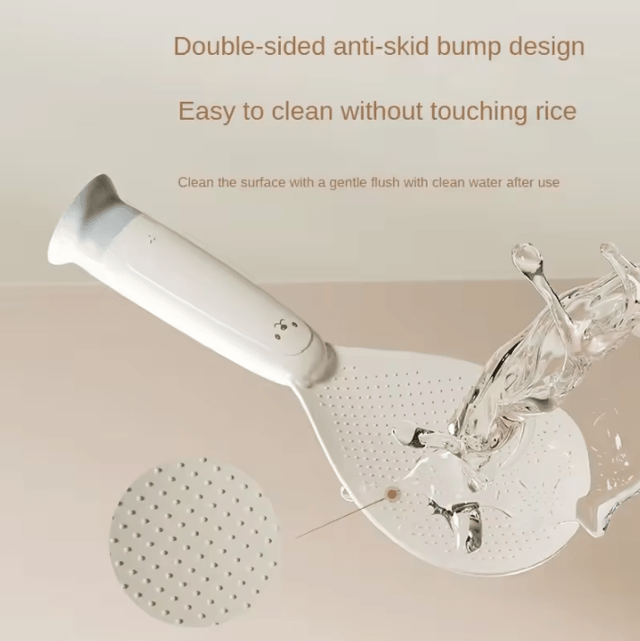 Heat-Resistant Standing Rice Spoon – Non-Stick Rice Paddle with Suction Cup Base