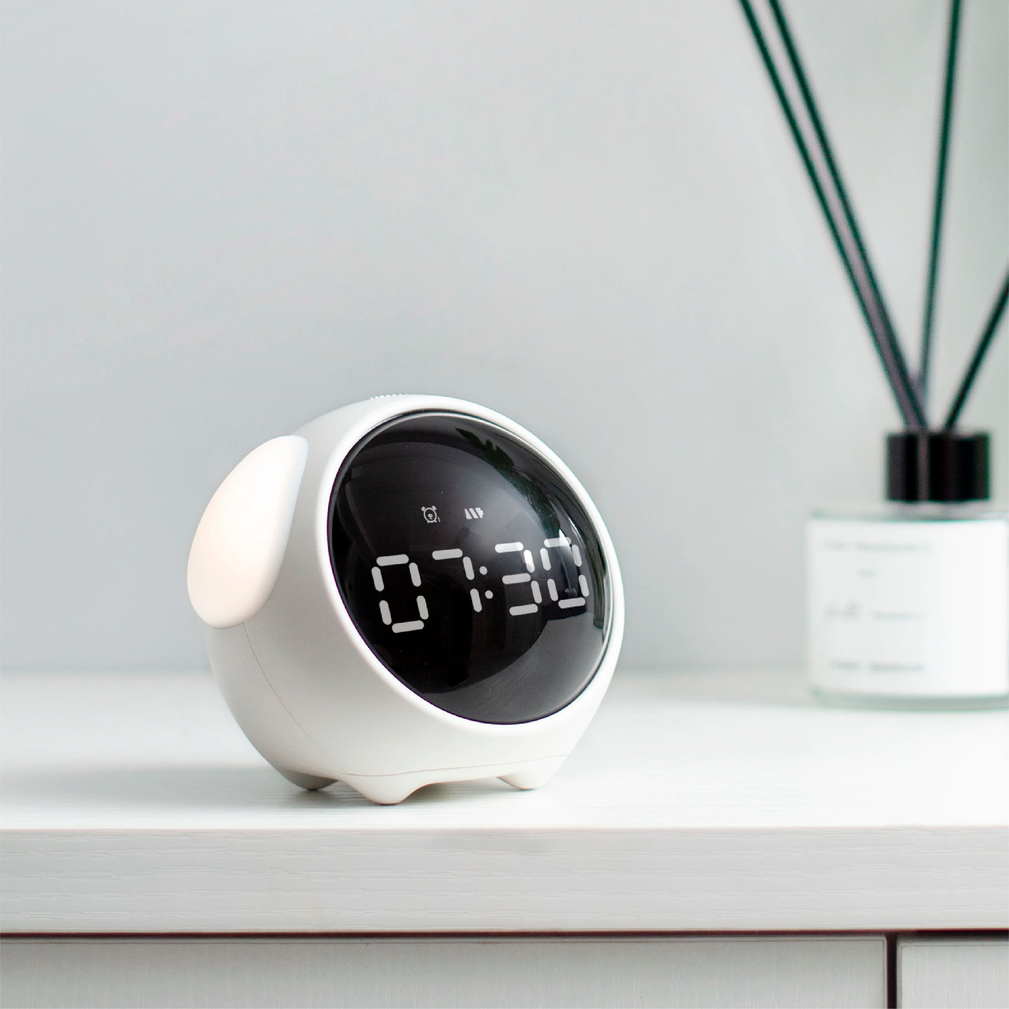 Cute Kids Digital Alarm Clock with Light and Emoji Display