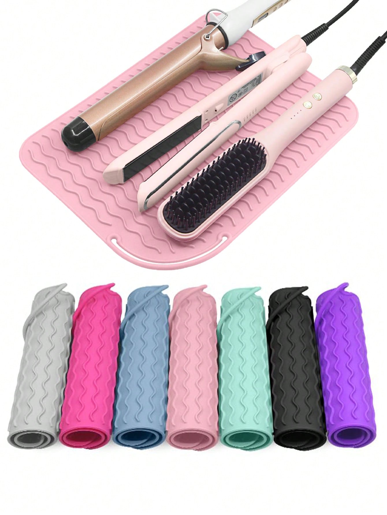 Large Silicone Heat Resistant Mat and Travel Pouch for Flat Iron and Curling Iron