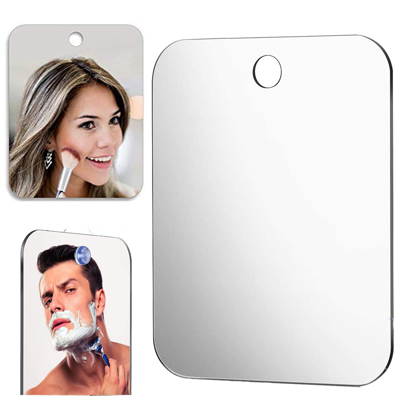 Acrylic Fog-Free Bathroom Shower Mirror with Wall Suction – Portable Shaving & Makeup Mirror