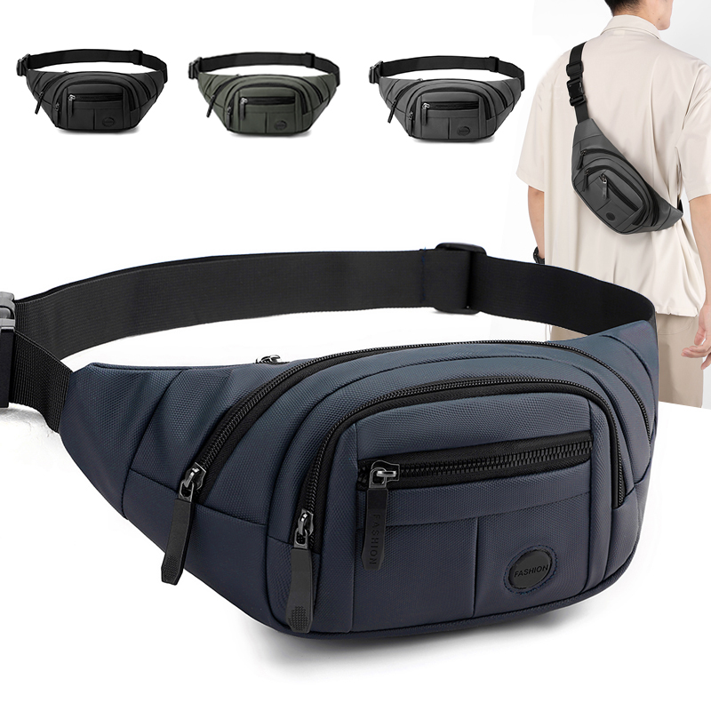 Multi Functional Mens Chest Bag Versatile Shoulder and Waist Bag for Business Sports and Commuting