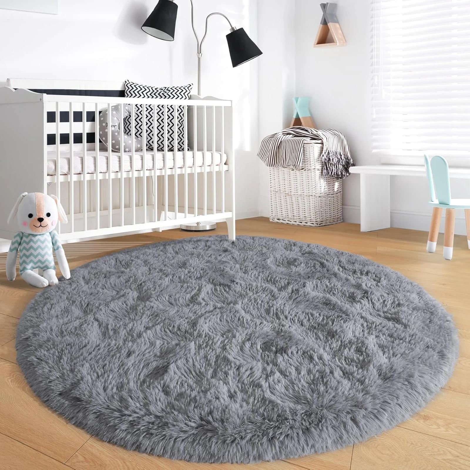 Fluffy Black Round Rug | Ultra-Soft Shaggy Area Carpet