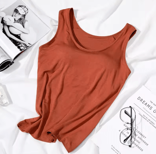 Womens Tank Top with Built In Bra Padded Slim Fit Summer Vest