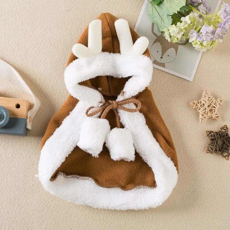 Cozy Christmas Hooded Pet Cloak for Winter Warmth