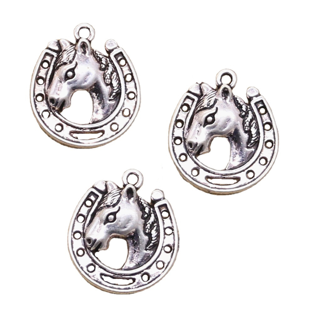 Vintage Tibetan Silver Charms Horse Steed Horseshoe Antique Making Pendant Fit for DIY Handmade Jewelry