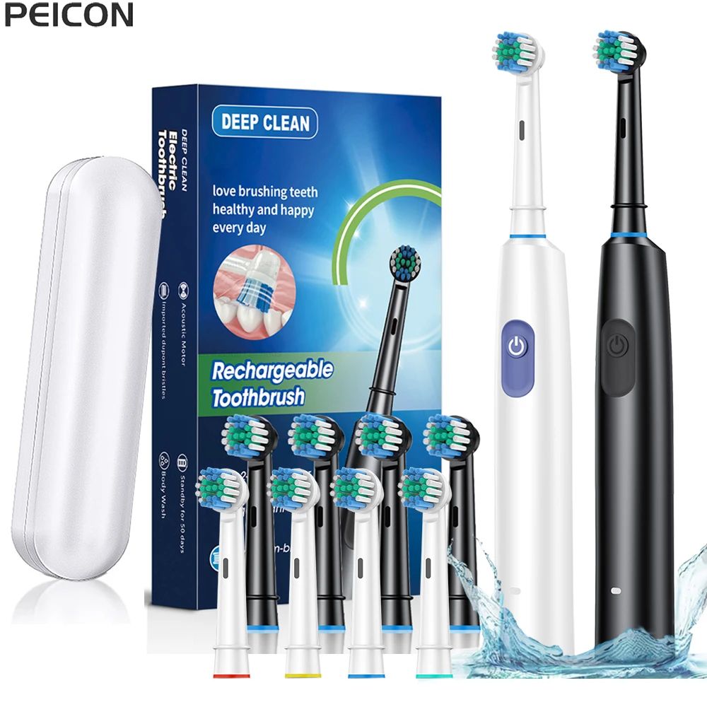 Rechargeable Electric Toothbrush with 8 Soft Brush Heads