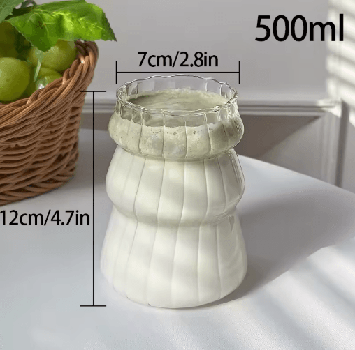RippleWave Transparent Drinking Glass – Creative Wave Iced Coffee Tumbler