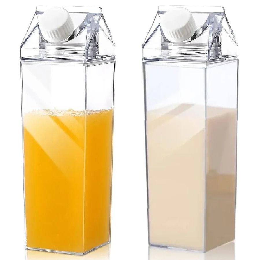 Transparent Square Milk Carton Water Bottle Set