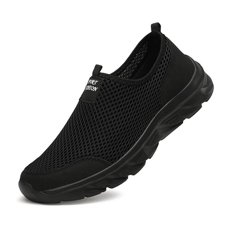 Breathable Mesh Men Running Shoes, Lightweight Summer Sneakers Casual Walking Slip-On Loafers Driving Zapatos Casuales