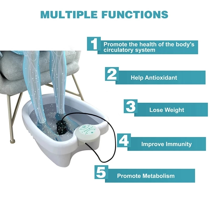 Deep Tissue Clean Foot Bath Spa Massager, Detox Ionic Foot Spa Bath Machines, Vibration Massage Care Arrays Aqua Healthy