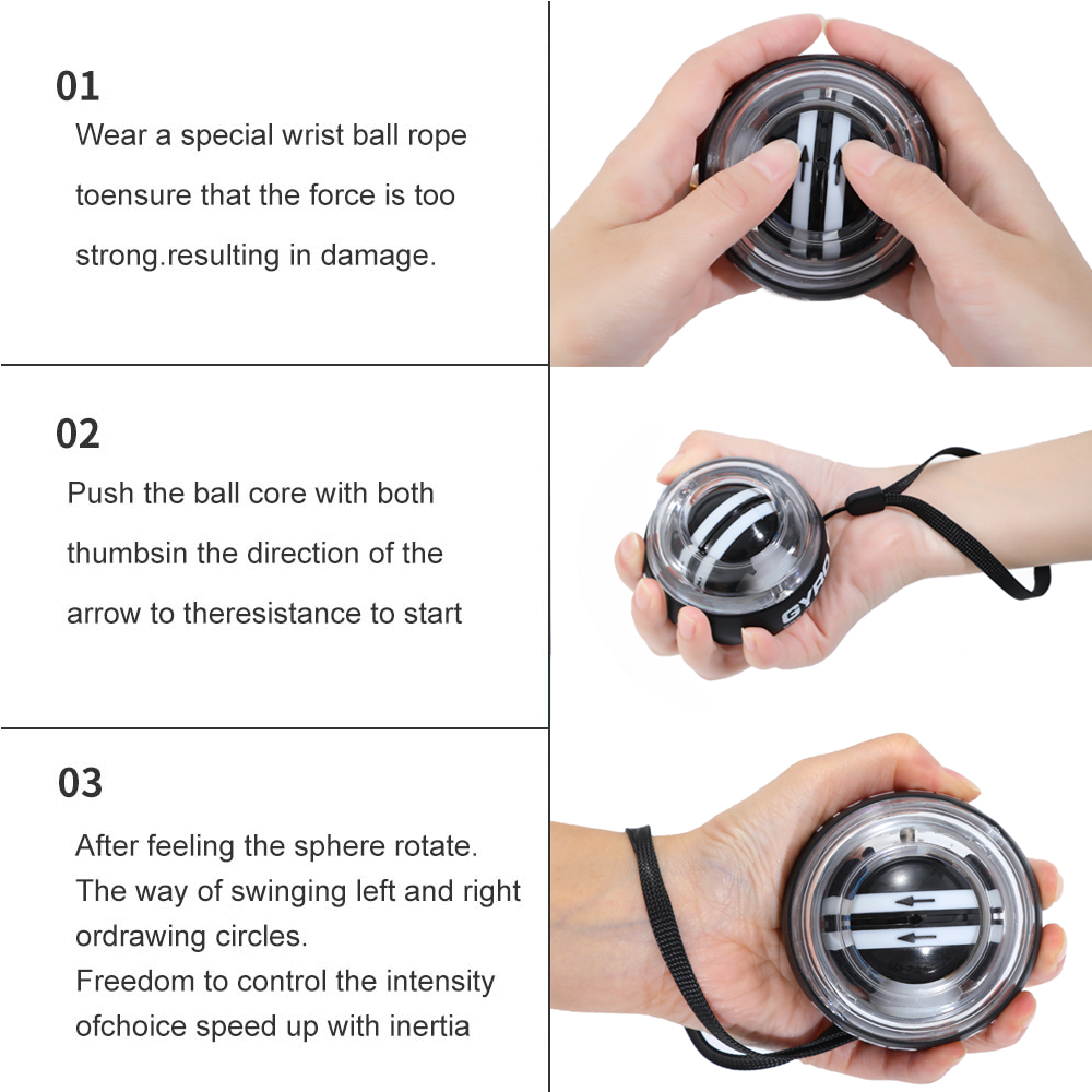 Self-Starting Gyro Ball Wrist Strengthener Arm and Finger Exerciser for Power & Endurance