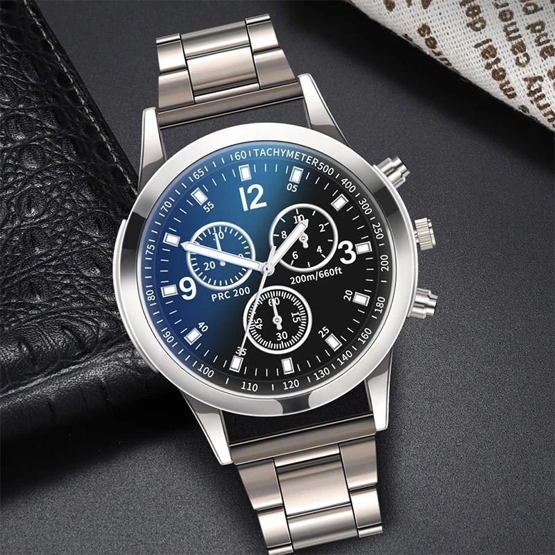 Mens Business Steel Band Quartz Watch | Fashion Timepiece with Matching Bracelet
