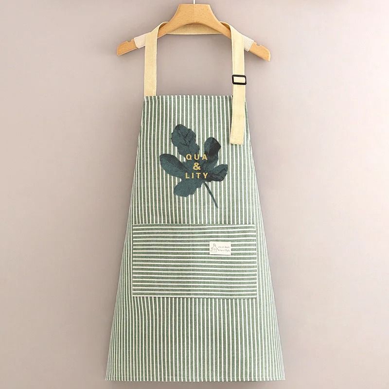 Breathable Cotton Linen Long Sleeve Kitchen Apron for Women Anti Stain Cooking Smock