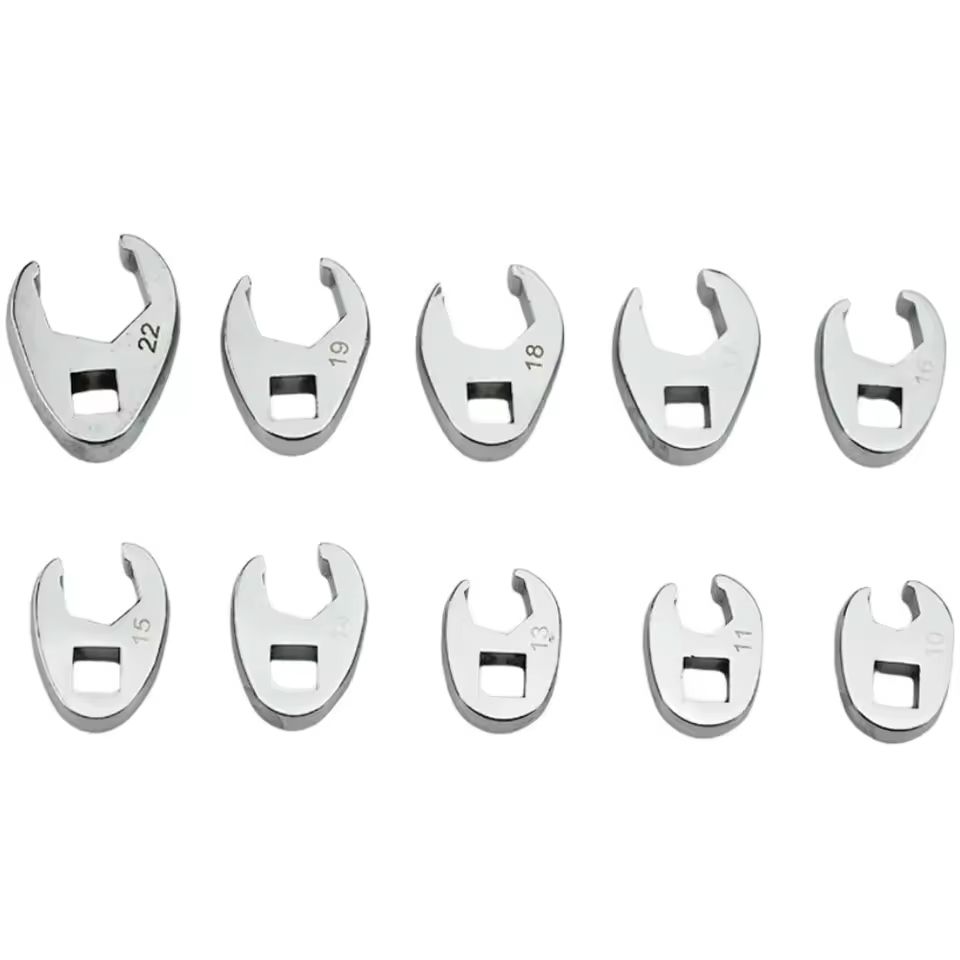 Crowfoot Wrench Set 10 Piece 3 8 Inch Drive Metric 10 To 22mm