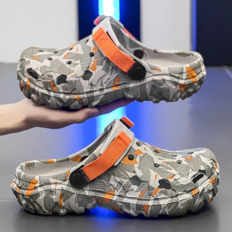 Mens Clogs Sandal Flat Camouflage Slip On for Garden and Home Outdoors