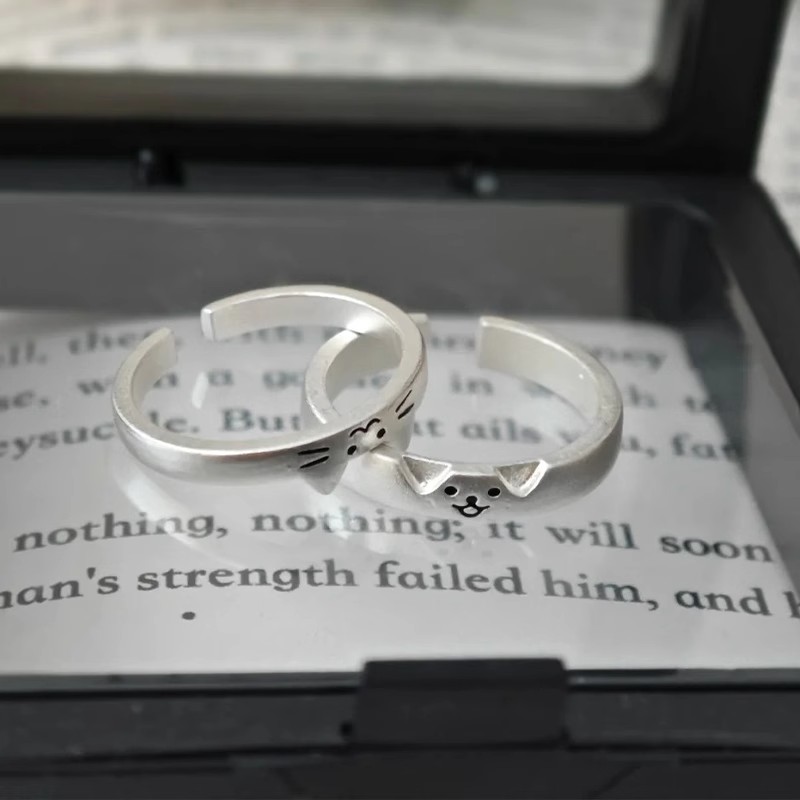 Romantic Couple Rings Set, Adjustable Couple Rings, Promise Jewelry Gift for Him and Her
