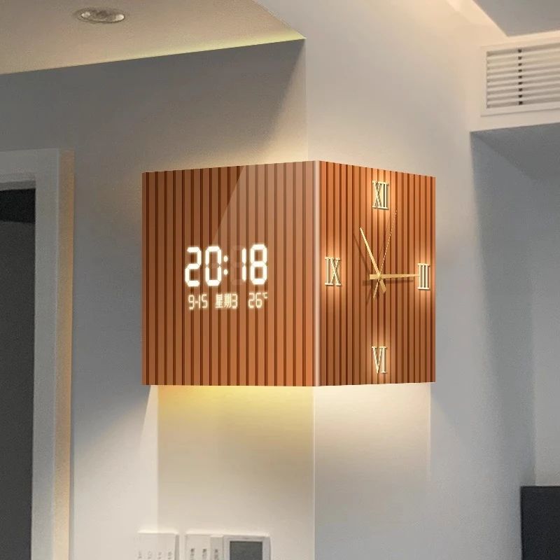 Modern Dual-Sided Corner Wall Clock