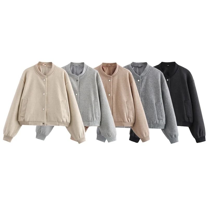 Soft Tweed Crop Bomber Jacket