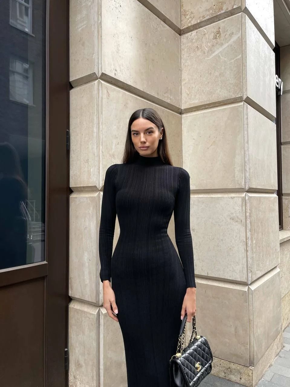 VEITCHE Knitted Long-Sleeved Sweater Dress - Sexy Slim Fit Striped Winter Maxi
