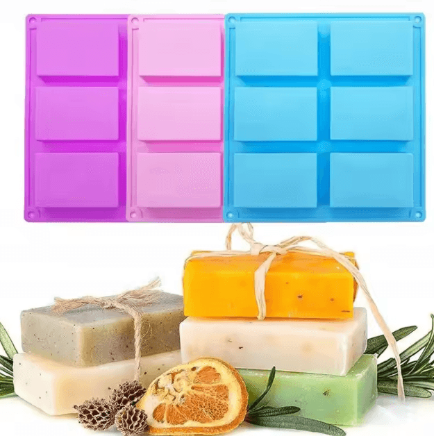 6 Grid Rectangle Silicone Mold for Soap Cake Chocolate and DIY Crafts