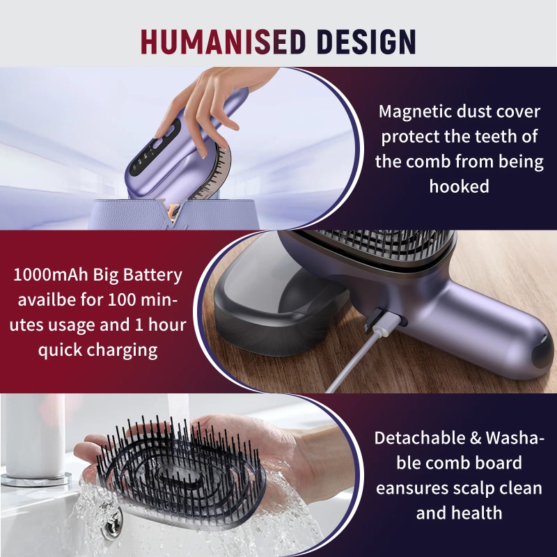 Advanced Head Massage Hair Comb with Red Light Hair Care & High Vibration Hair Massager Brush