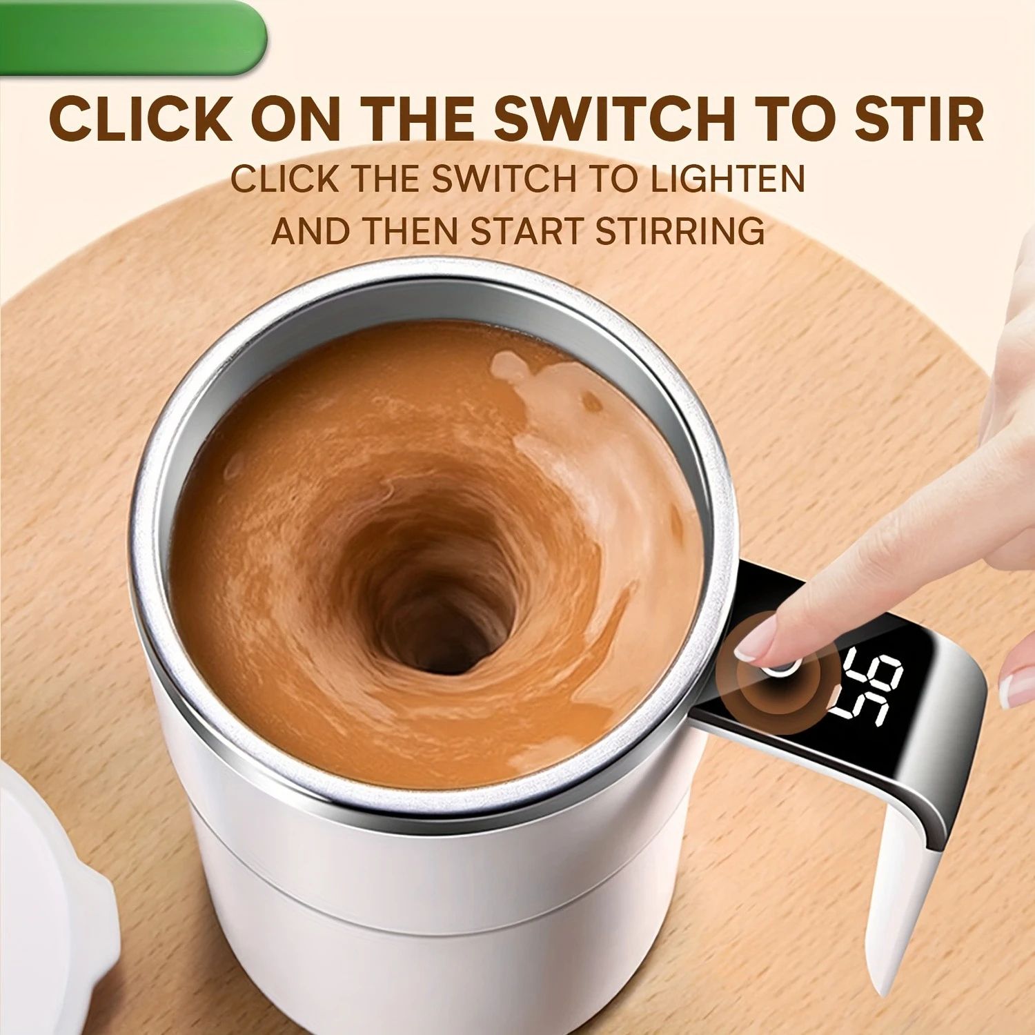 380ml USB Rechargeable Self-Stirring Mug with Temperature Display & IP67 Waterproof Design