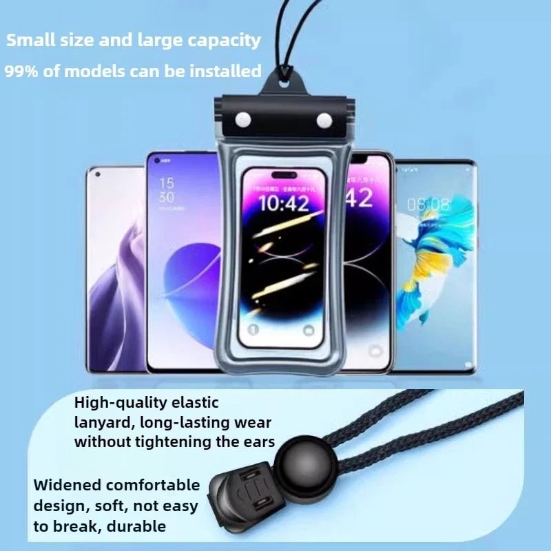Outdoor Universal Mobile Phone Waterproof Pouch Drift Bag with Lanyard – Touchscreen Compatible and Sealed Clear Design