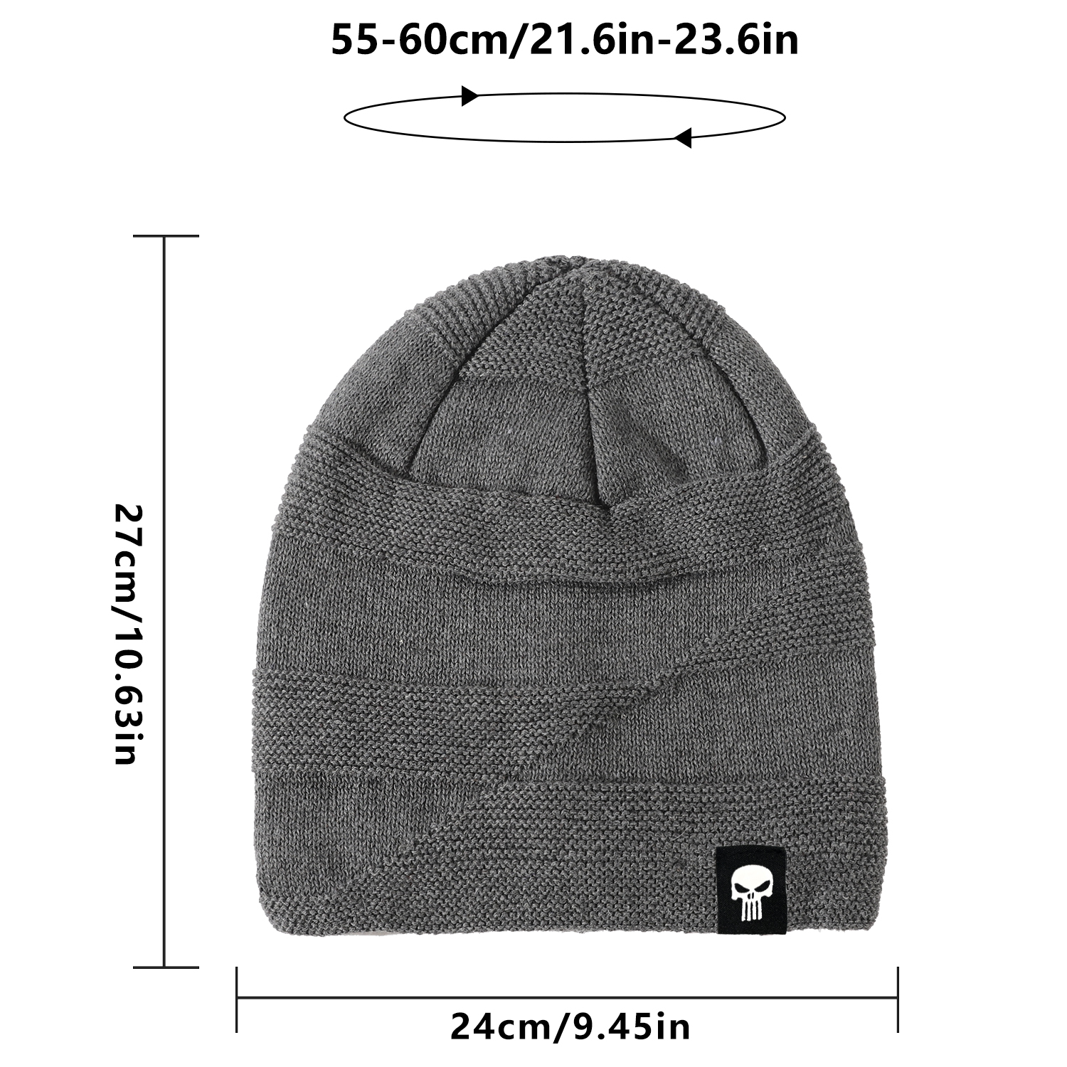 Thick Fleece Liner Beanie, Winter Outdoor Warm, Warm Knitted Winter Hat, Unisex Warm Skull Hat