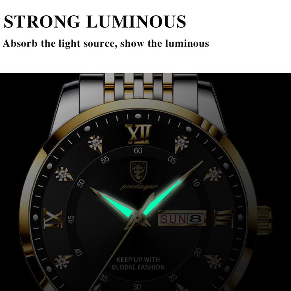 Luxury Mens Quartz Wristwatch with Waterproof Luminous Leather Strap Casual Sports & Military Design for Men