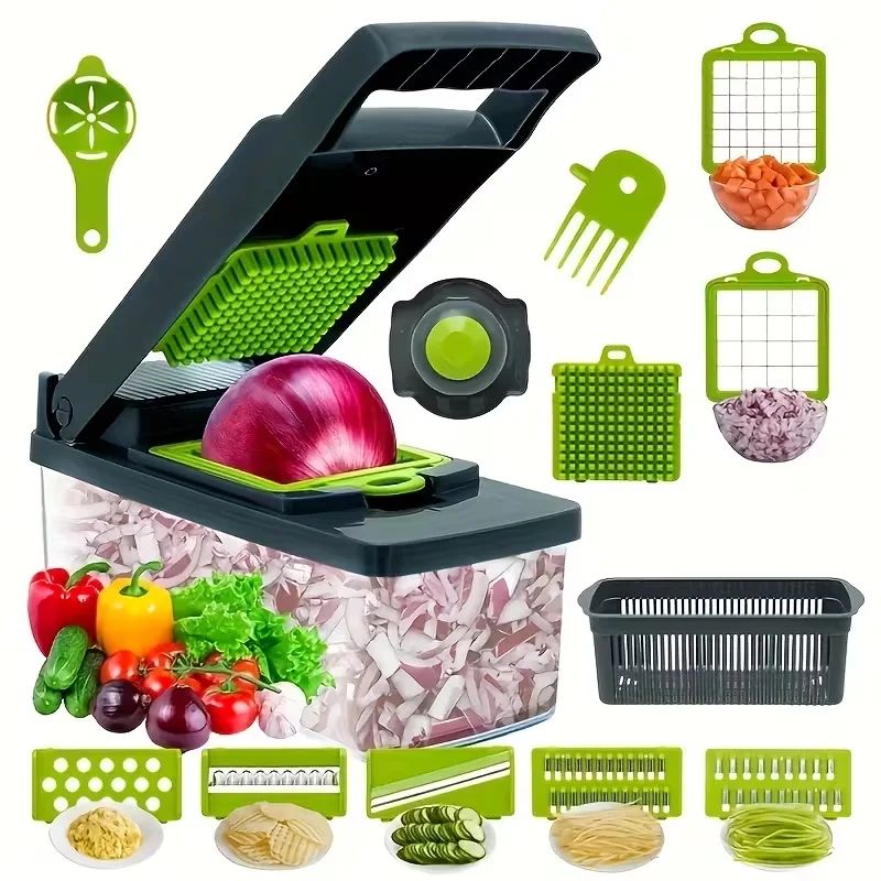 14-in-1 Vegetable Chopper & Mandoline Slicer Set with Interchangeable Blades